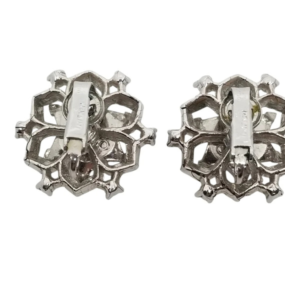 CROWN TRIFARI ALFRED PHILIPPE DESIGN 1952 SILVERTONE TWINKLE CLIP ON EARRINGS - Picture 4 of 5
